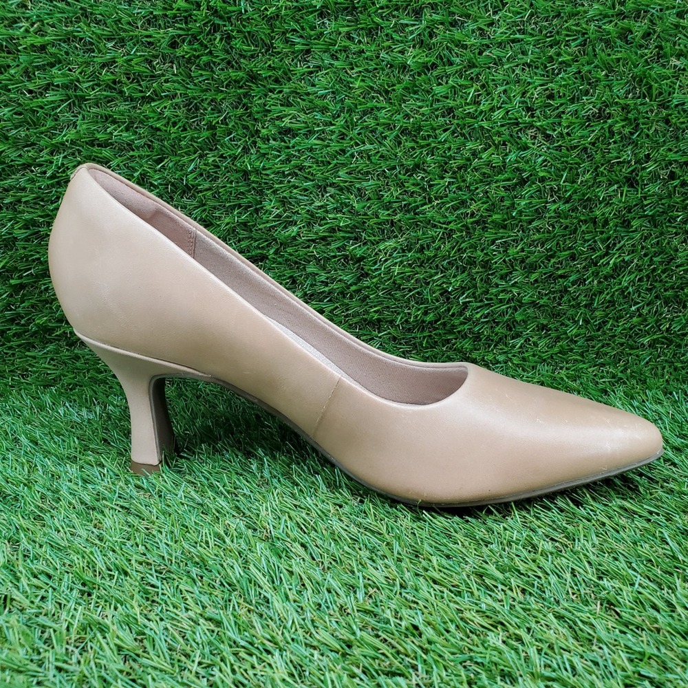 Clarks Kataleyna Gem SIZE 9 Women's Leather Pointed Toe Pumps Warm Beige - Picture 3 of 9